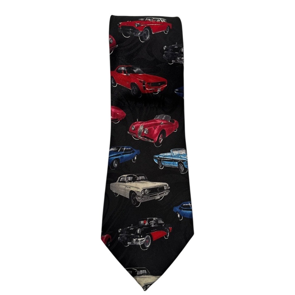 Steven‎ Harris Car Necktie Classic Cars Novelty Print Tie Black Polyester B14Q